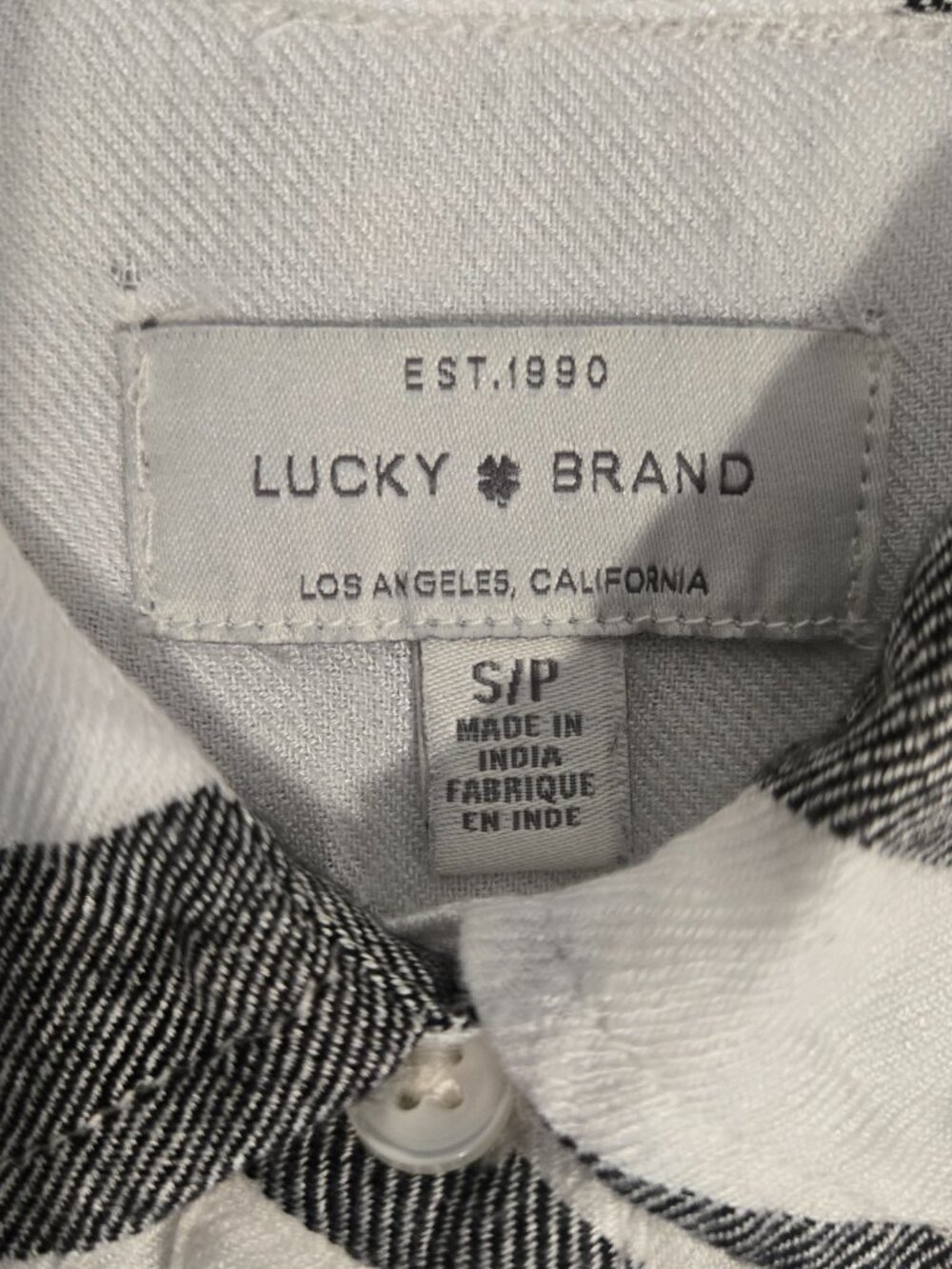Lucky Brand Womens White Black Plaid Button Down Shirt Modal Blend Small Soft - Picture 4 of 8